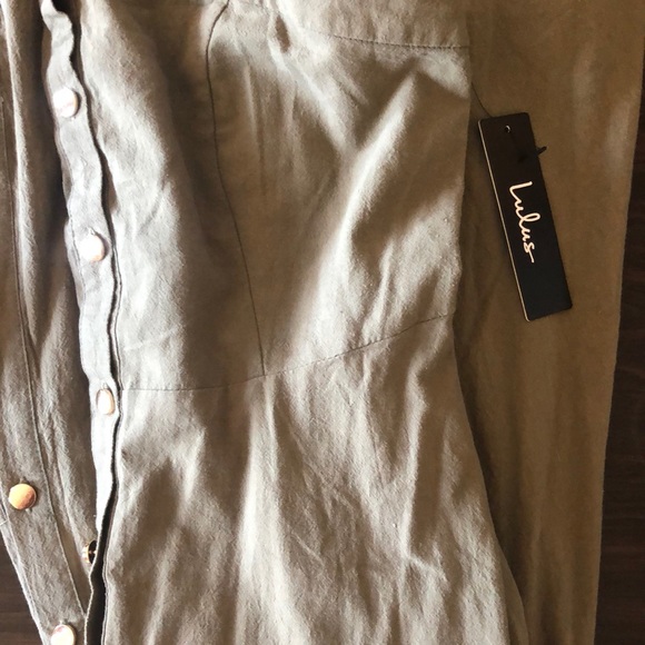 Lulus button front olive green dress - Picture 5 of 7